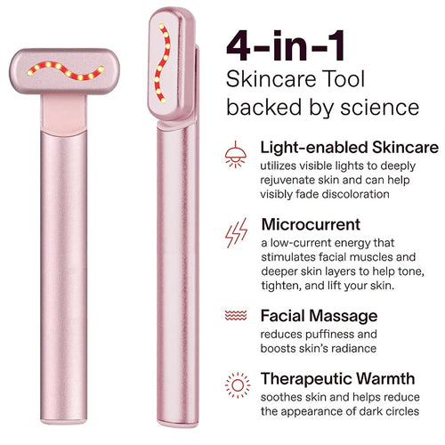 EMS Microcurrent Face Lifting Device with Red Light Therapy – Anti-Aging Facial Wand for Skin Tightening, Wrinkle Reduction & Jawline Contouring