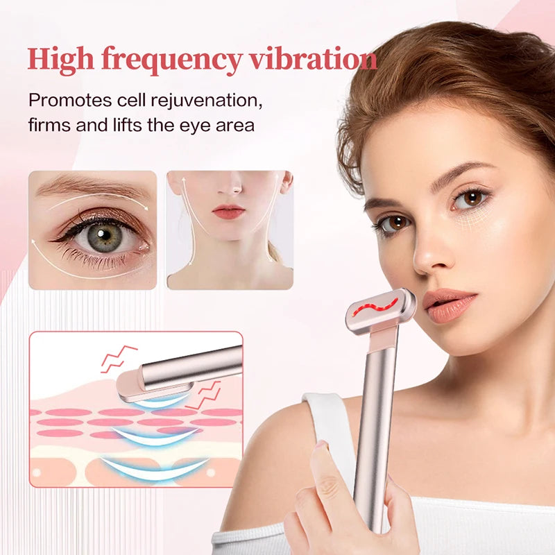 EMS Microcurrent Face Lifting Device with Red Light Therapy – Anti-Aging Facial Wand for Skin Tightening, Wrinkle Reduction & Jawline Contouring