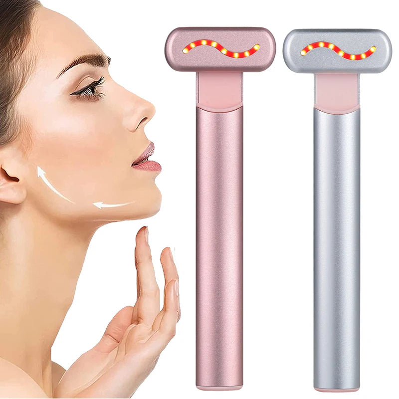 EMS Microcurrent Face Lifting Device with Red Light Therapy – Anti-Aging Facial Wand for Skin Tightening, Wrinkle Reduction & Jawline Contouring