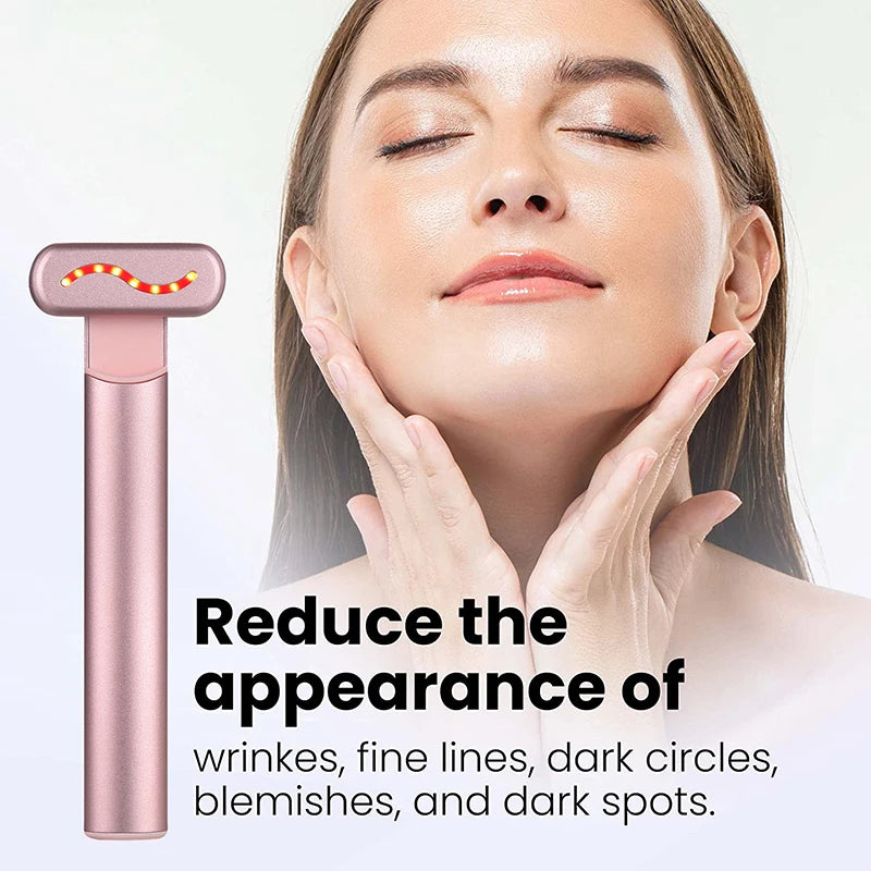 EMS Microcurrent Face Lifting Device with Red Light Therapy – Anti-Aging Facial Wand for Skin Tightening, Wrinkle Reduction & Jawline Contouring