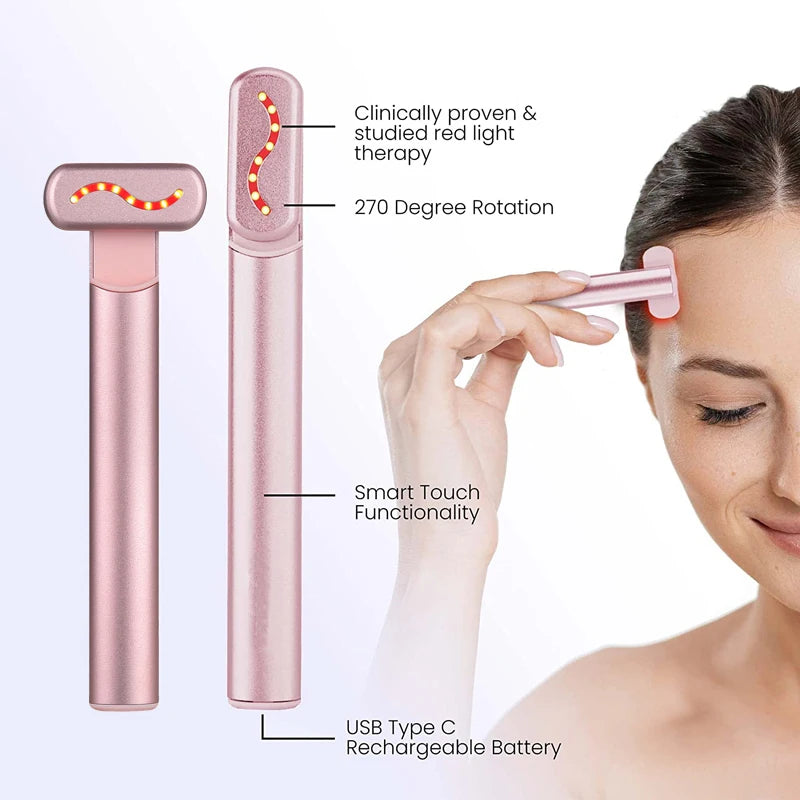 EMS Microcurrent Face Lifting Device with Red Light Therapy – Anti-Aging Facial Wand for Skin Tightening, Wrinkle Reduction & Jawline Contouring